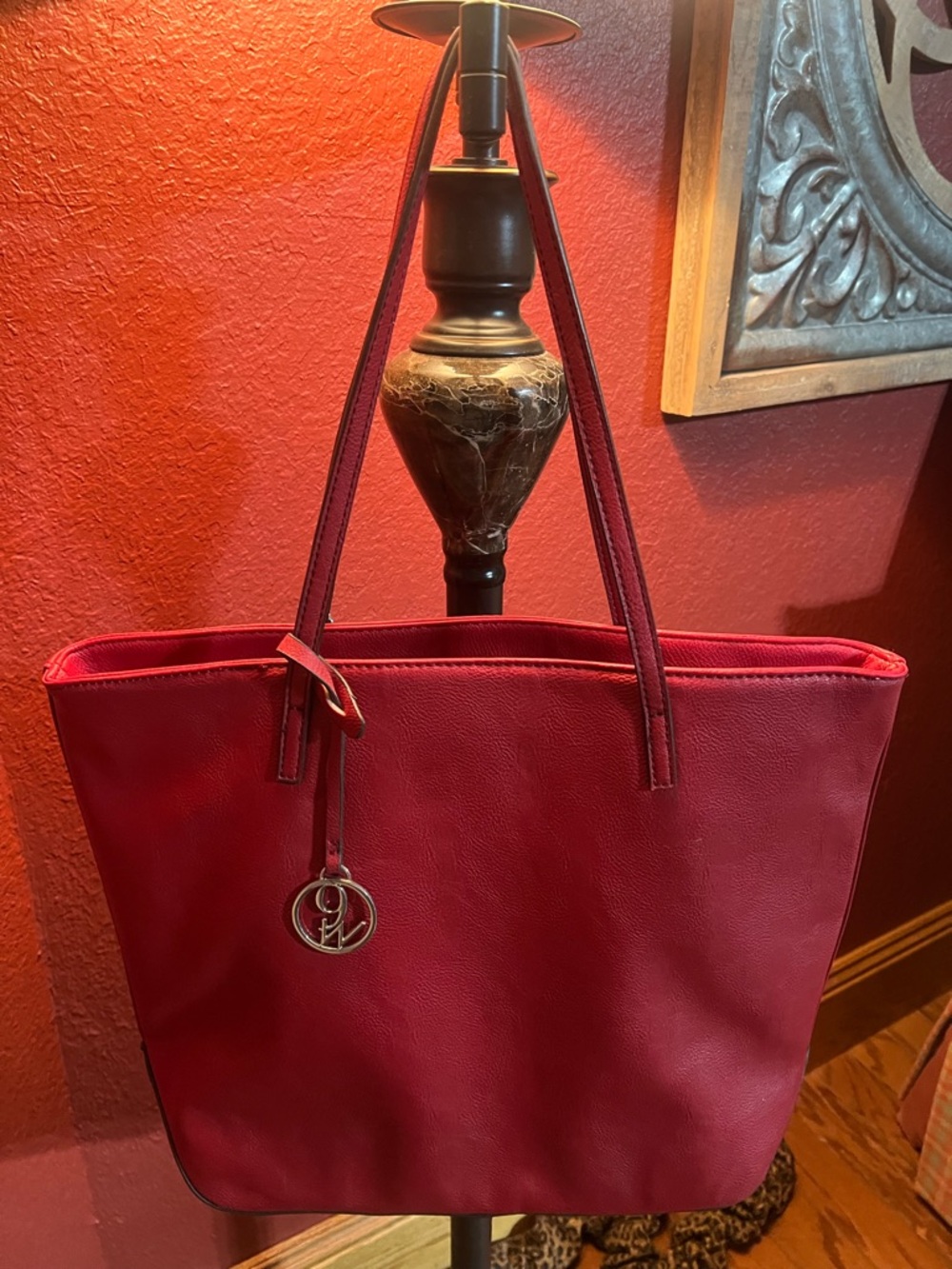 Lucky Brand Red Shoulder Tote with Silver Charm